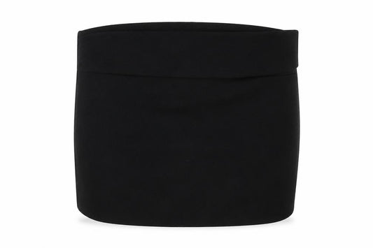 Front view of PRETTYLITTLETHING women’s black bandage skirt, size UK 4