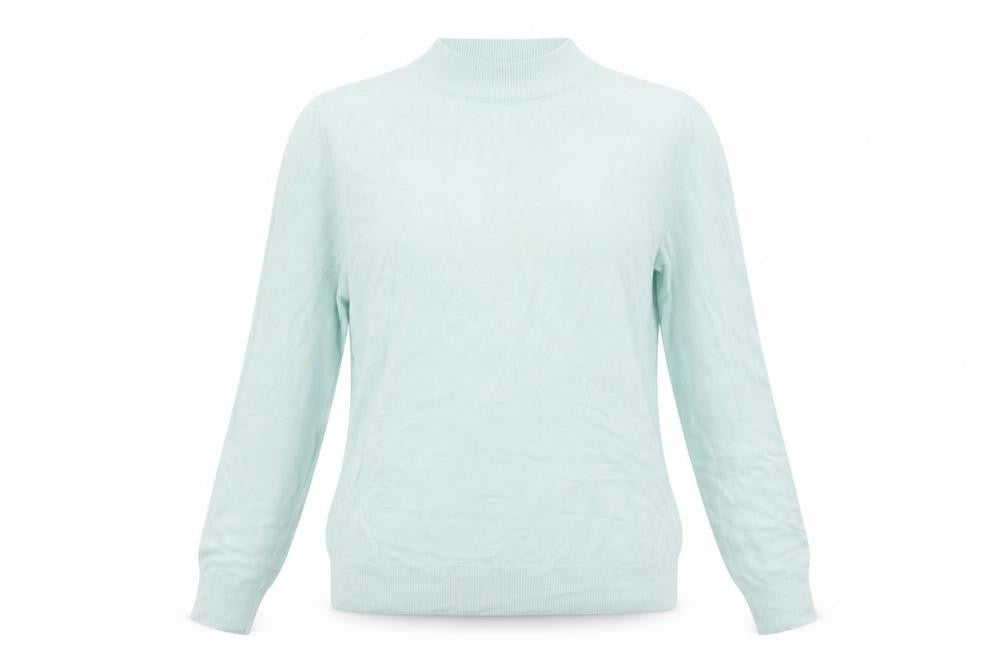 Front view of Marks & Spencer women’s blue pullover sweatshirt, size UK 10