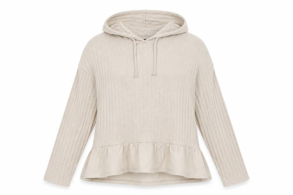 Front view of New Look women’s beige pullover sweatshirt, size M
