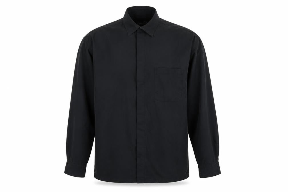 Front view of DAVID MOSS men’s black polo, size M