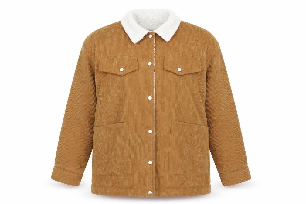 Front view of Boohoo women’s beige jacket, size UK 12