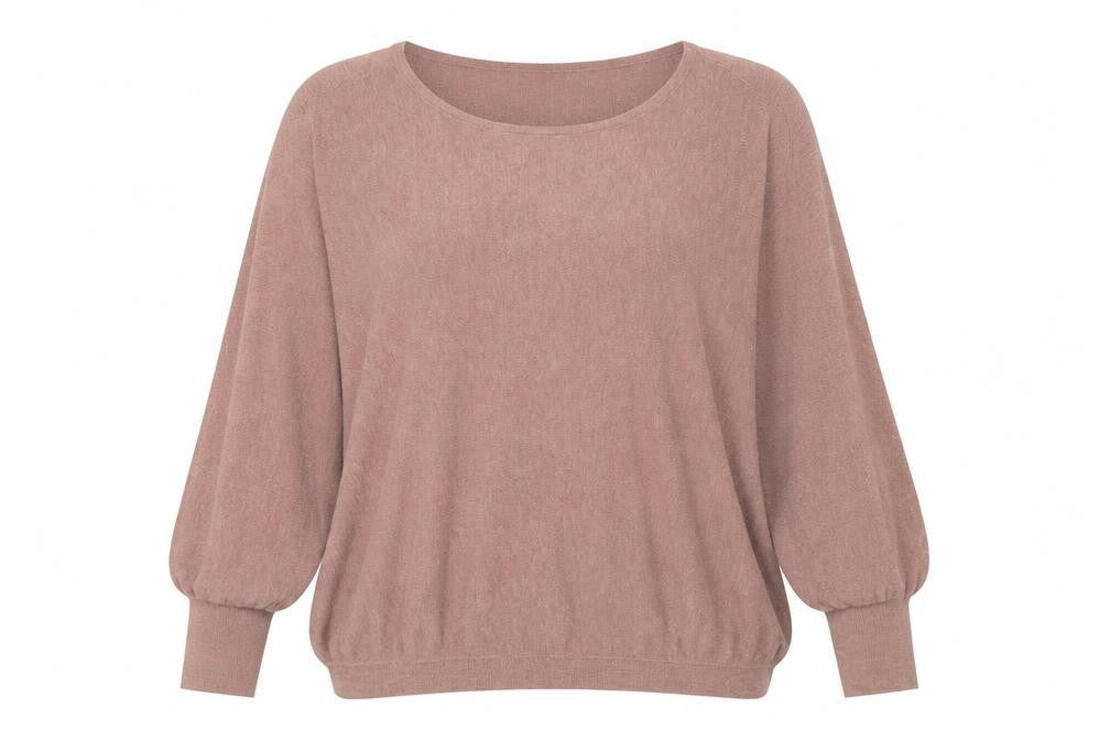 Front view of Topshop women’s pink jumper, size UK 12