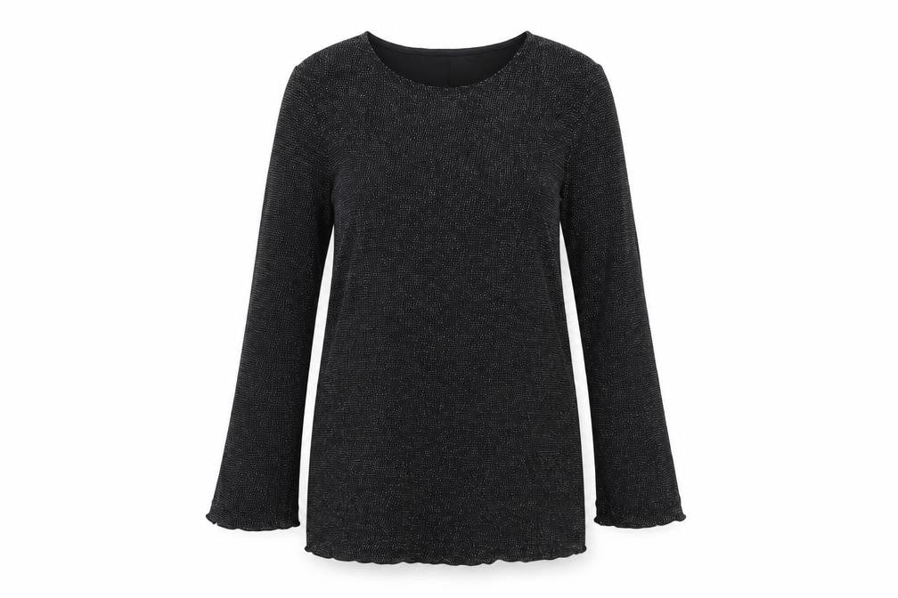 Front view of H&M women’s black basic blouse, size L