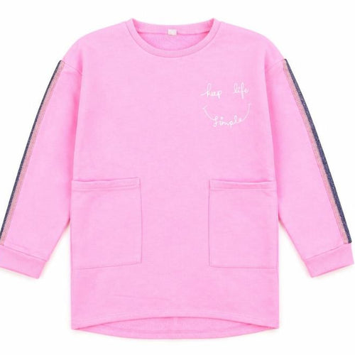 TU Girls Pink   Pullover Sweatshirt Size 10-11 Years  - Glitter Stripes on arms