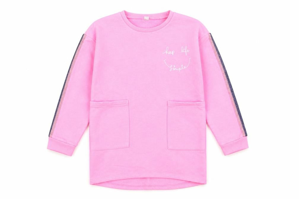 TU Girls Pink   Pullover Sweatshirt Size 10-11 Years  - Glitter Stripes on arms