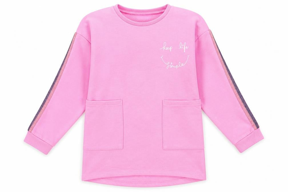 Front view of Tu girls’ pink pullover sweatshirt, size 11, years - keep life simple