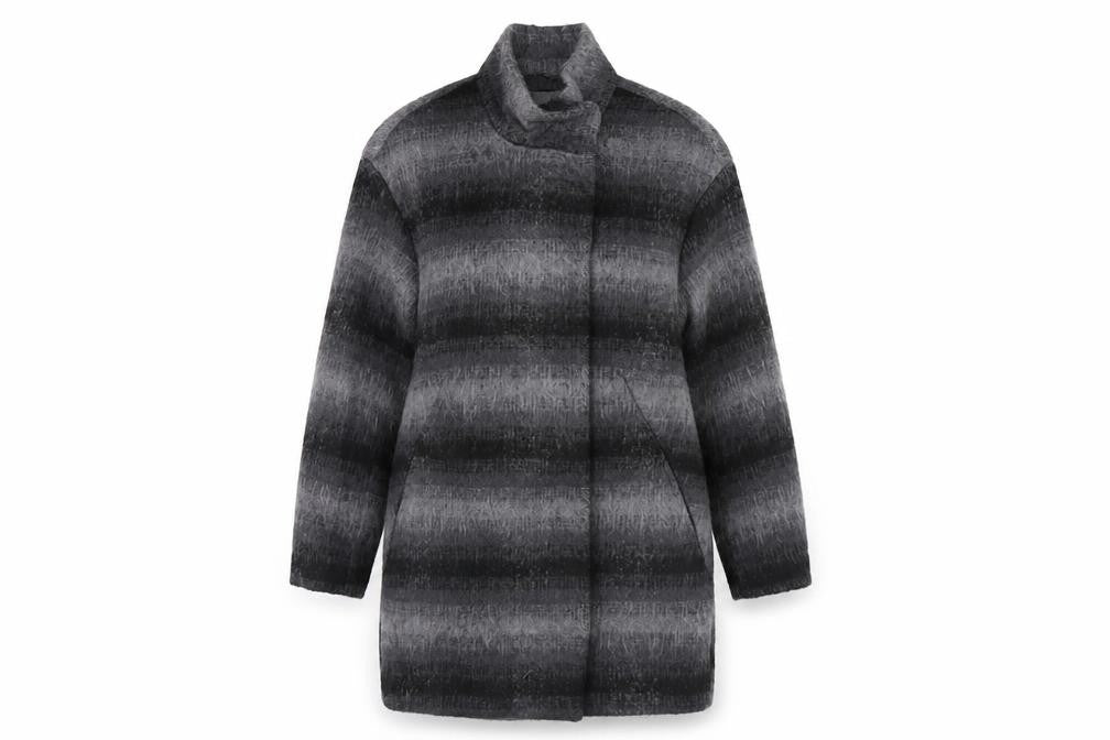 Front view of Primark women’s grey overcoat coat, size UK 10