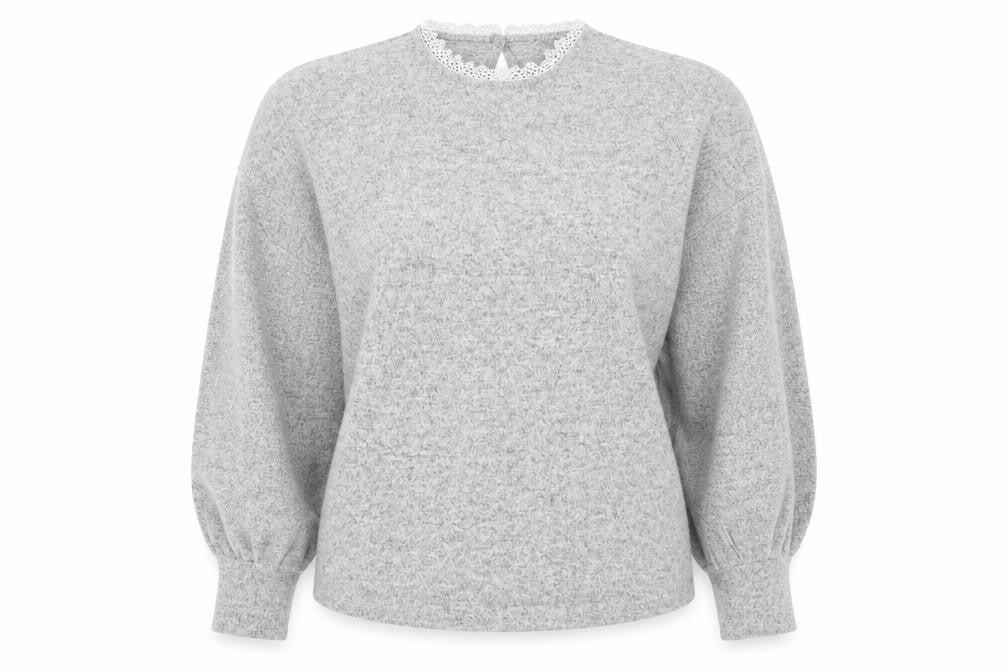 Front view of Dorothy Perkins women’s grey jumper, size UK 12