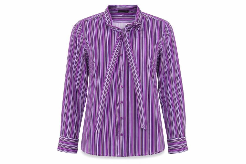 Front view of Dimensions women’s multicoloured striped basic button-up, size UK 10