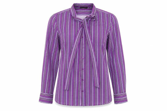 Front view of Dimensions women’s multicoloured striped basic button-up, size UK 10