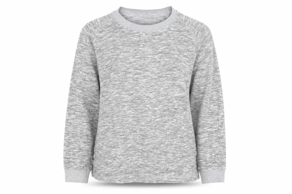 Front view of Peacocks women’s grey jumper, size UK 14