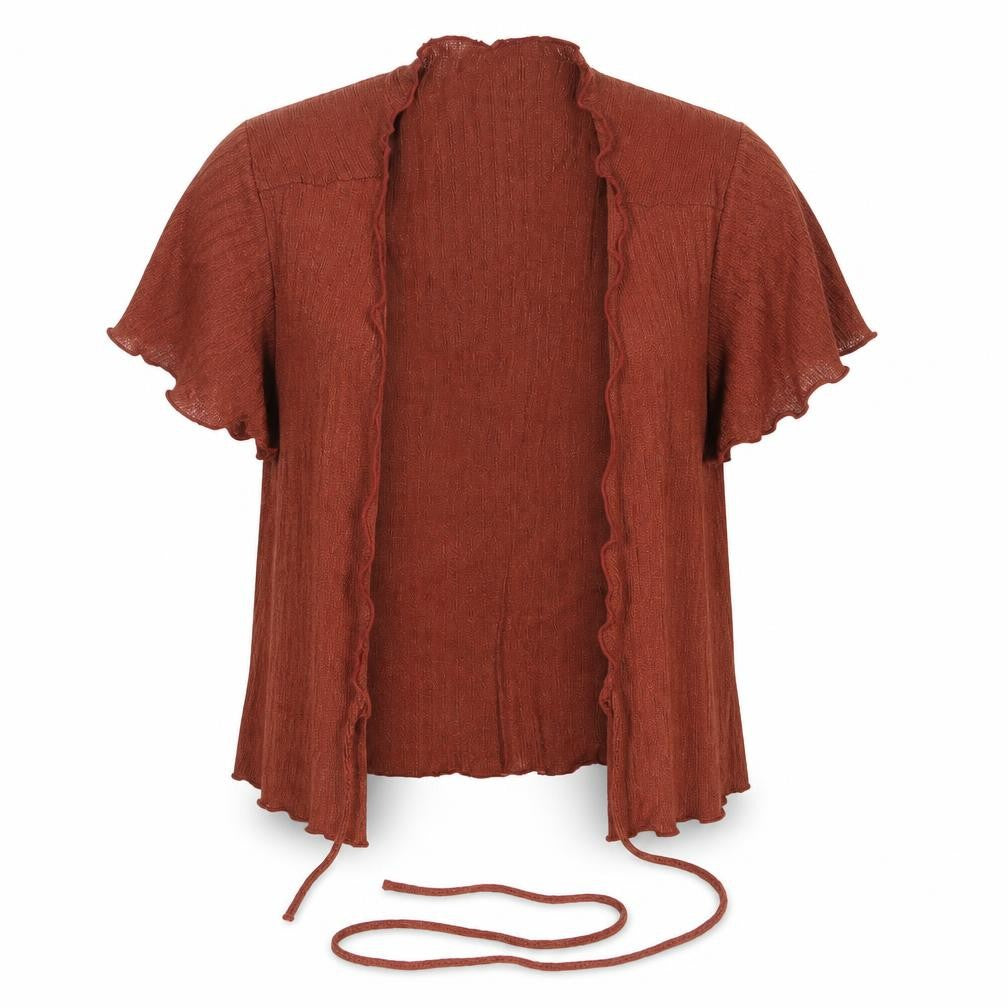 Front view of SHEIN women’s brown basic blouse, size M