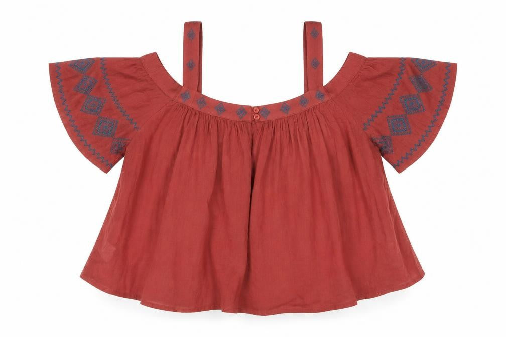 Front view of Preworn women’s brown basic blouse, size L