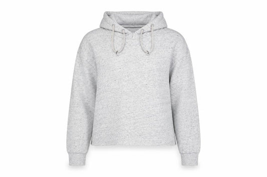 Front view of Divided women’s grey pullover hoodie, size UK 14