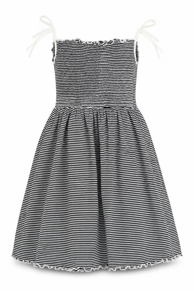 Front view of New Look women’s black striped a-line, size UK 10