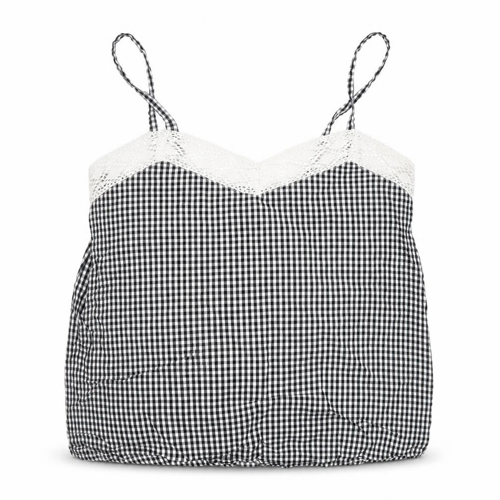 Front view of F&F women’s white check basic tank, size UK 8