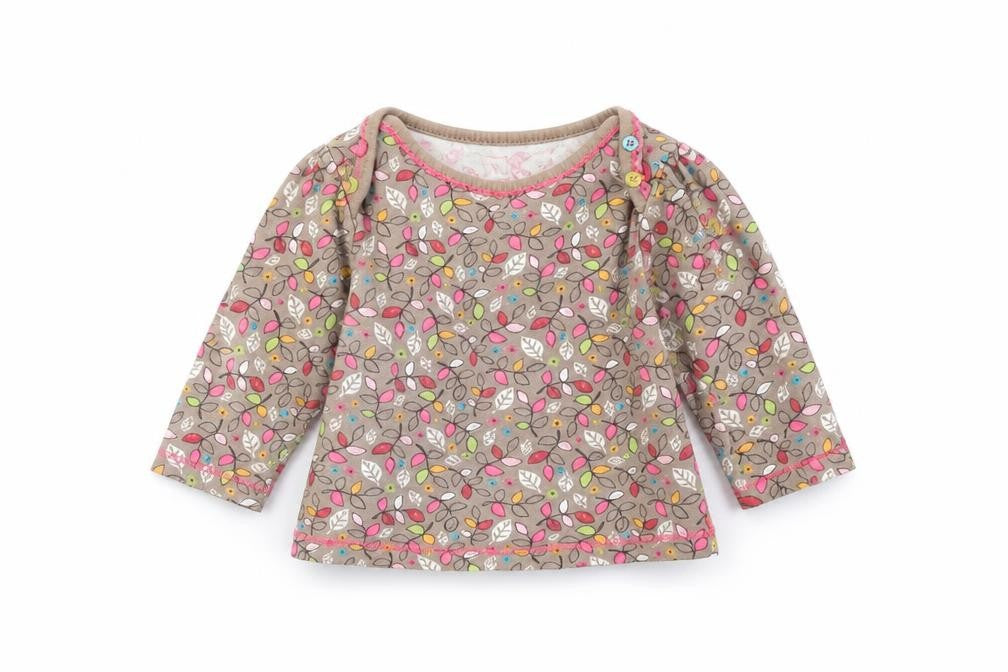 Front view of Next Baby Multicoloured Basic T-Shirt, size 3-6, Months - Leaf print