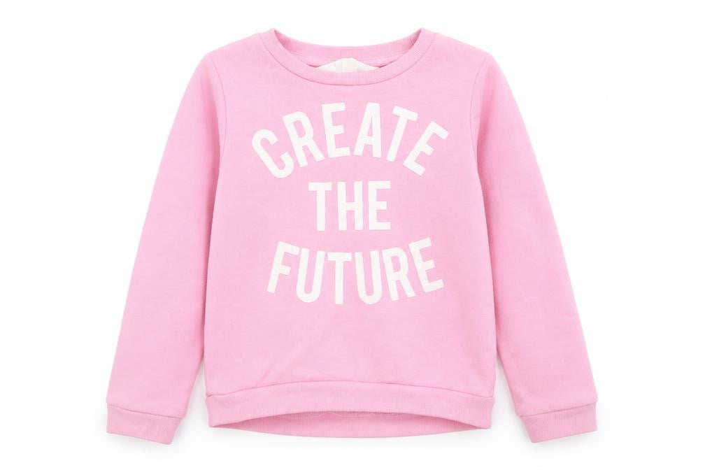 Front view of H&M girls’ pink jumper, size 7, years