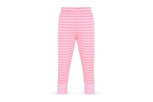 Front view of BigKosh girls’ pink striped jegging trousers, size 6, years - leggings