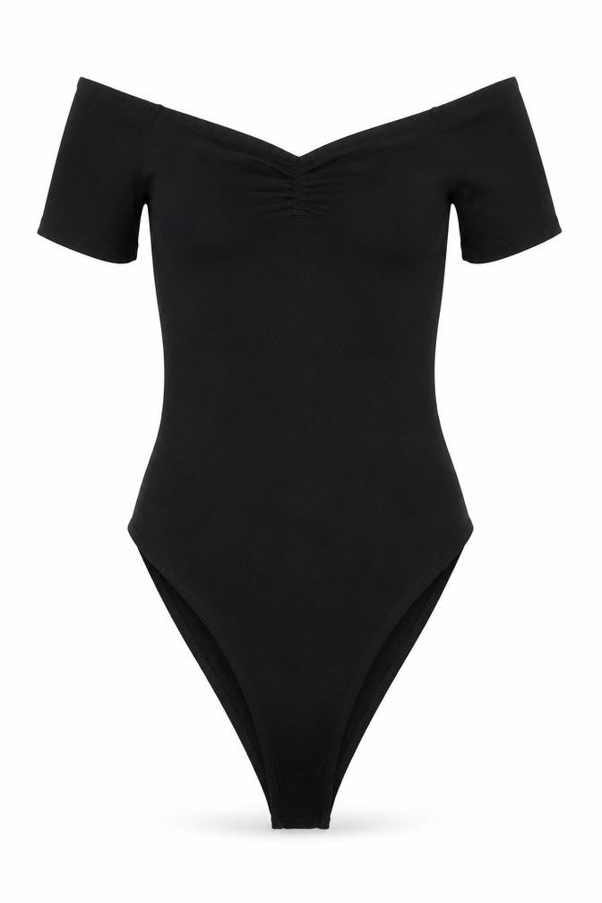 Front view of Miss Selfridge women’s black unitard one-piece, size UK 10