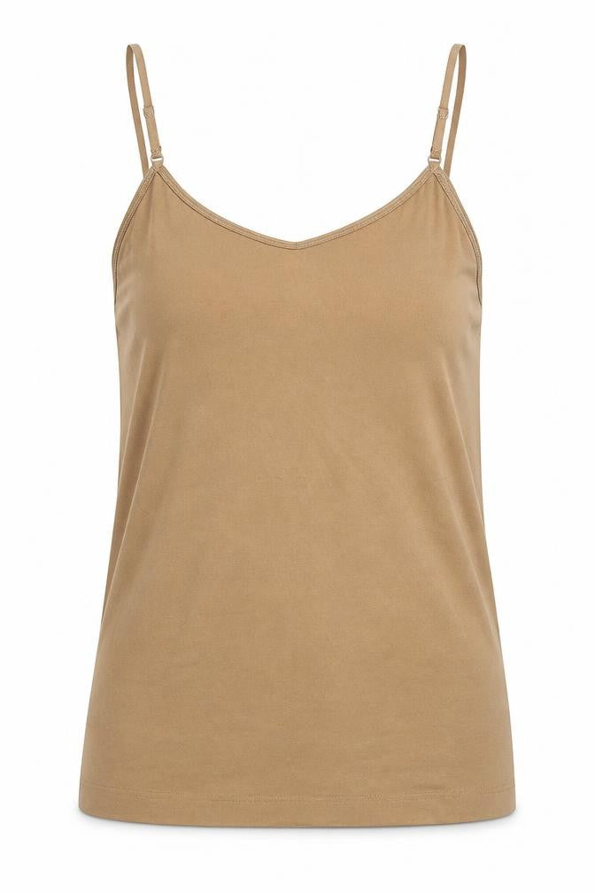 Front view of Atmosphere women’s brown basic tank, size UK 12