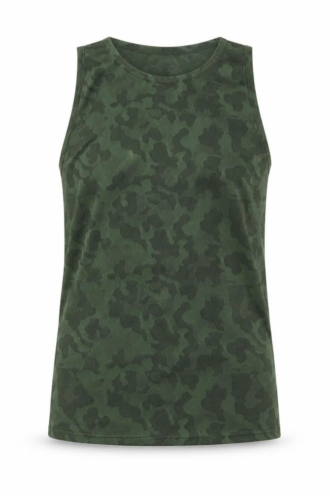 Front view of ASOS women’s green basic tank, size UK 6