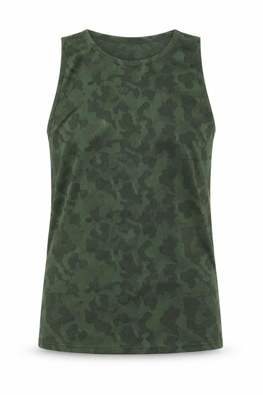 Front view of ASOS women’s green basic tank, size UK 6
