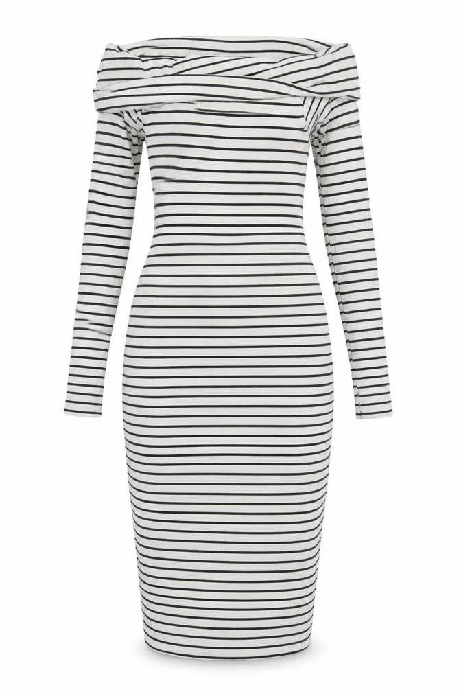 Front view of Very women’s multicoloured striped bodycon, size UK 8
