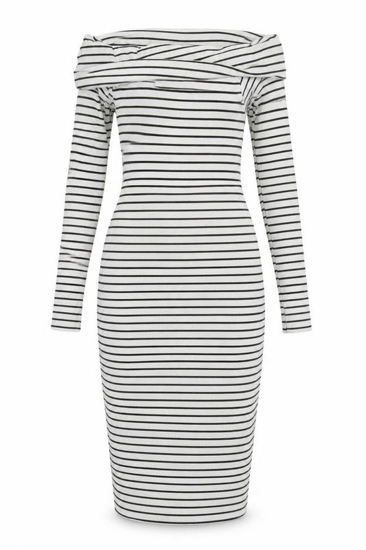 Front view of Very women’s multicoloured striped bodycon, size UK 8