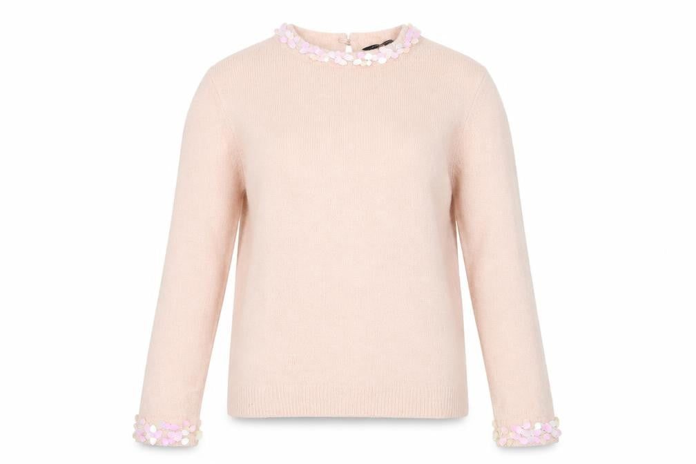 Front view of Dorothy Perkins women’s pink jumper, size UK 8