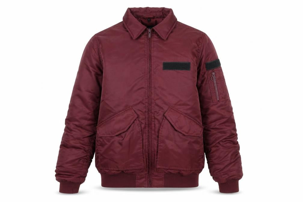 Front view of Fabric women’s red jacket, size S