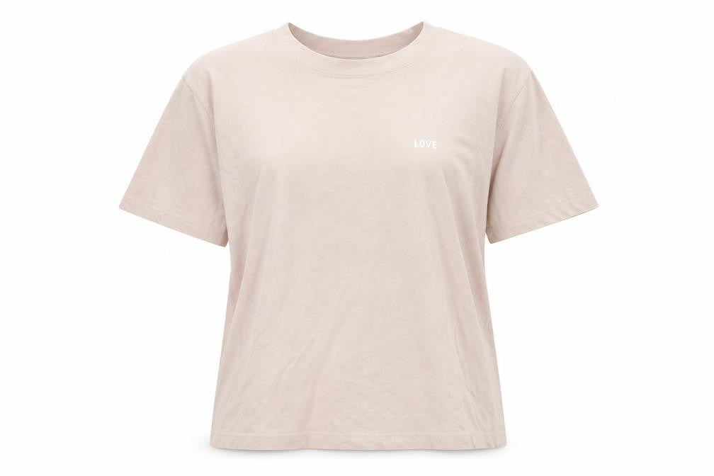 Front view of H&M women’s pink basic t-shirt, size L