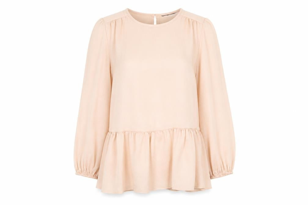Front view of F&F women’s pink basic blouse, size UK 14