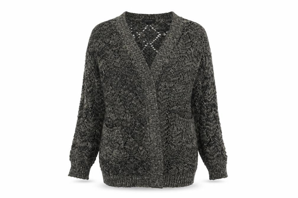 Front view of Atmosphere women’s black jacket coatigan, size L