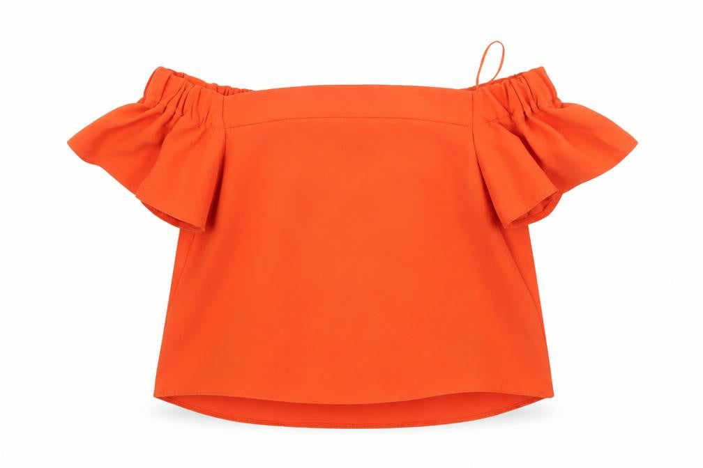 Front view of Topshop women’s orange basic blouse, size UK 8