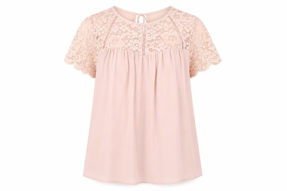 Front view of Atmosphere women’s pink basic t-shirt, size UK 10