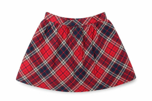 Front view of Gap girls’ multicoloured check skater skirt, size 4, years