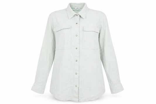 Front view of Next women’s green basic button-up, size UK 8
