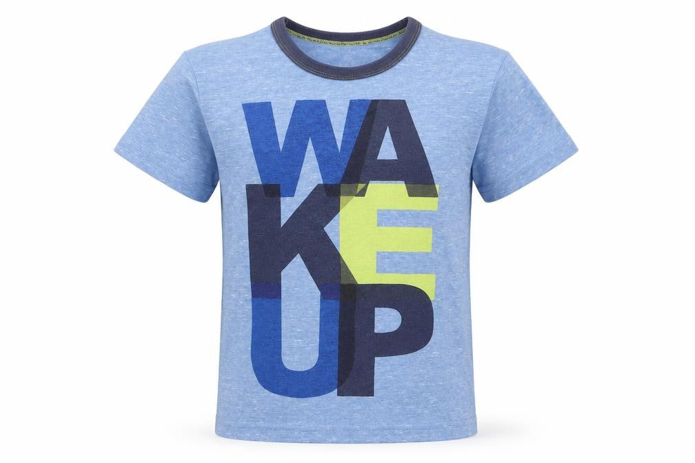 Front view of Woolworths boys’ blue basic t-shirt, size 10, years