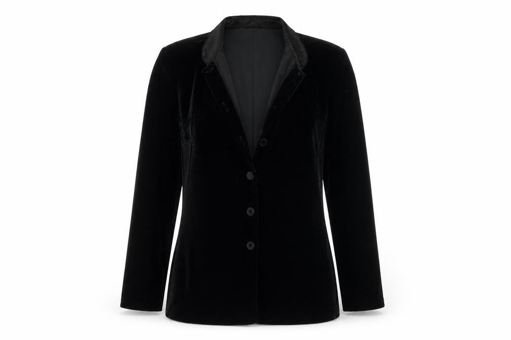 Front view of Roman women’s black rayon jacket blazer, size UK 10