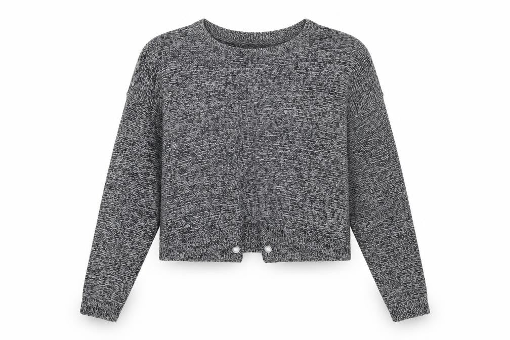 Front view of Brave Soul women’s grey jumper, size M, - open back