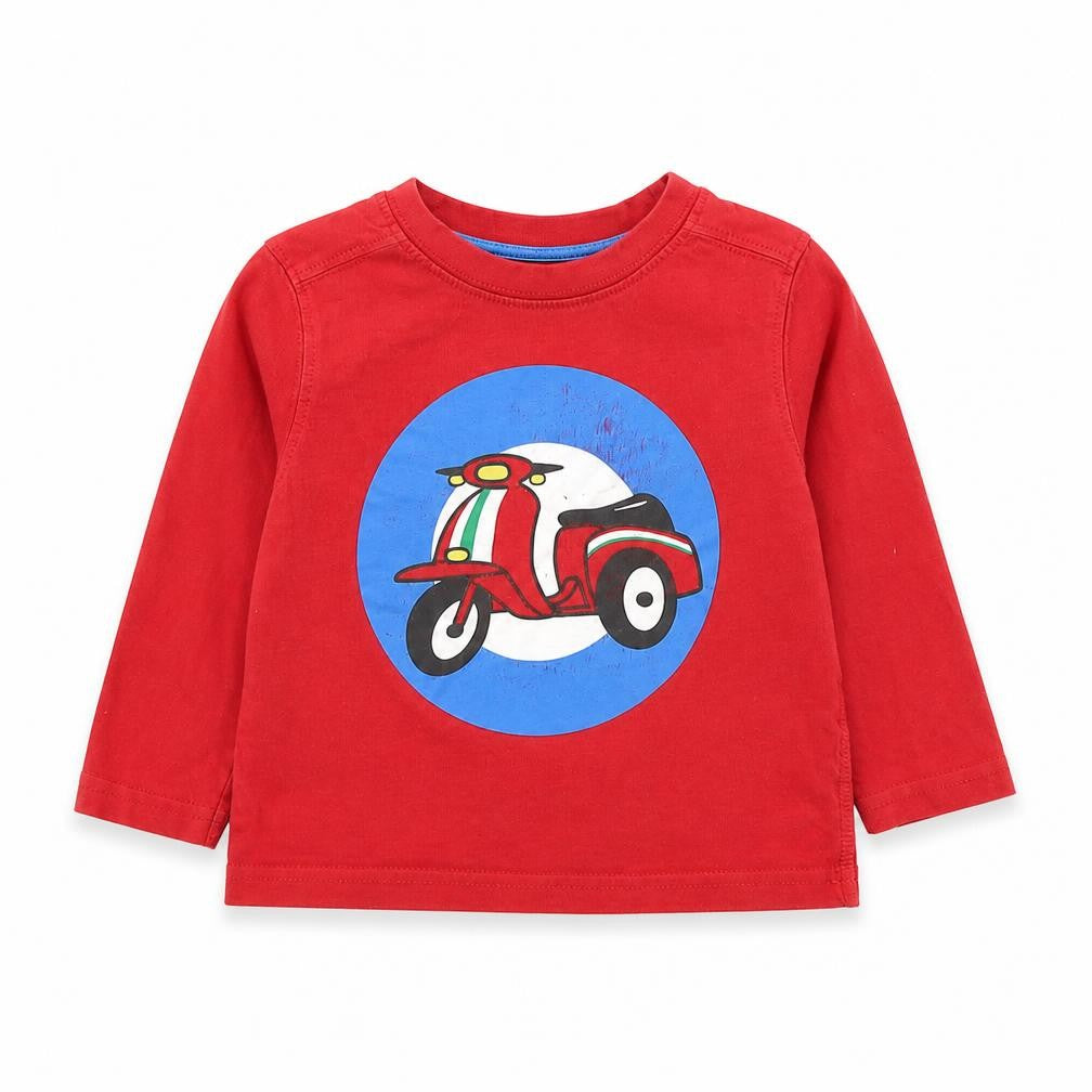 Front view of Miniclub Baby Red Basic T-Shirt, size 9-12, Months - Motorbike