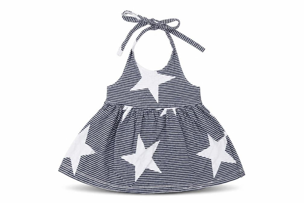 Preworn Baby Blue Striped  A-Line  Size 6-9 Months