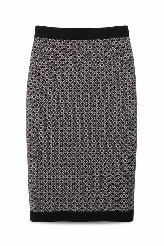 Front view of Papaya women’s red geometric straight & pencil set, size UK 10