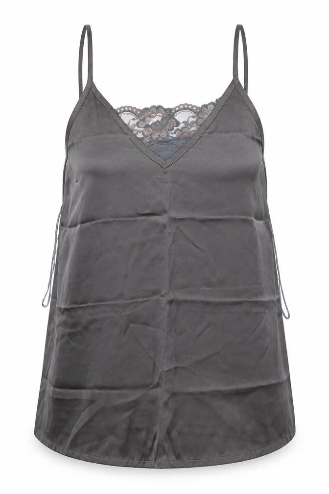 Front view of Secret Possesions women’s grey camisole blouse, size UK 10