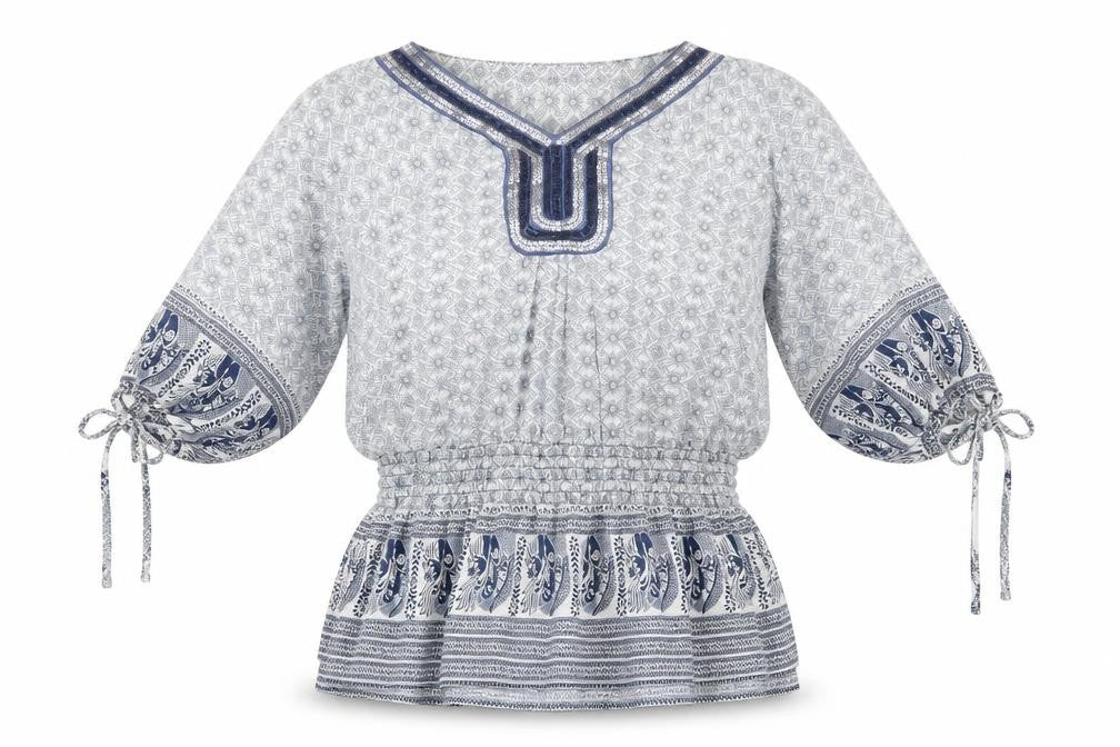 Front view of SWEET MISS women’s blue basic blouse, size S