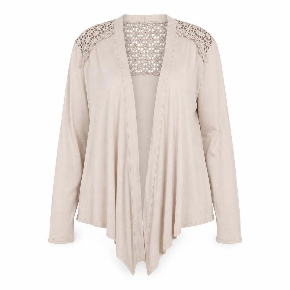 Front view of Classics women’s beige cardigan jumper, size UK 12