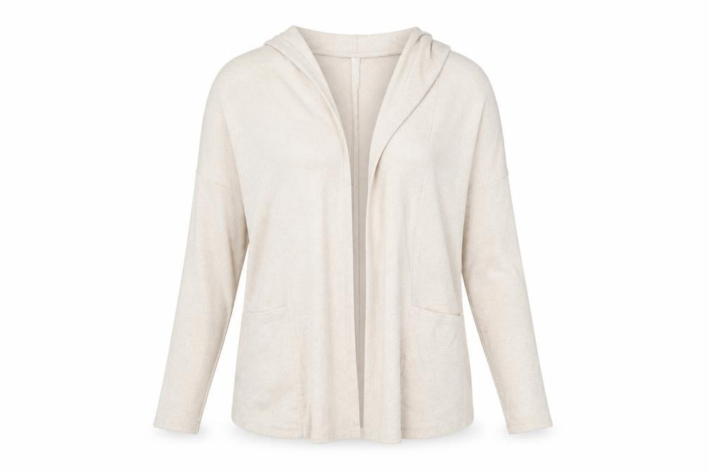Front view of Next women’s beige cardigan jumper, size UK 8