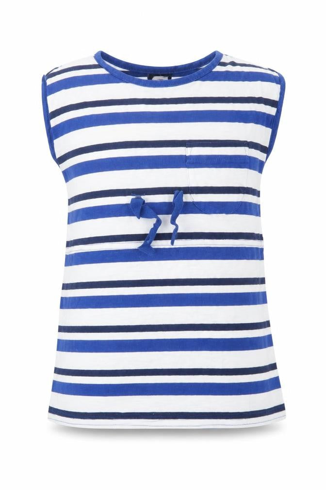 Front view of Lily & dan girls’ blue striped basic blouse, size 3-4, years