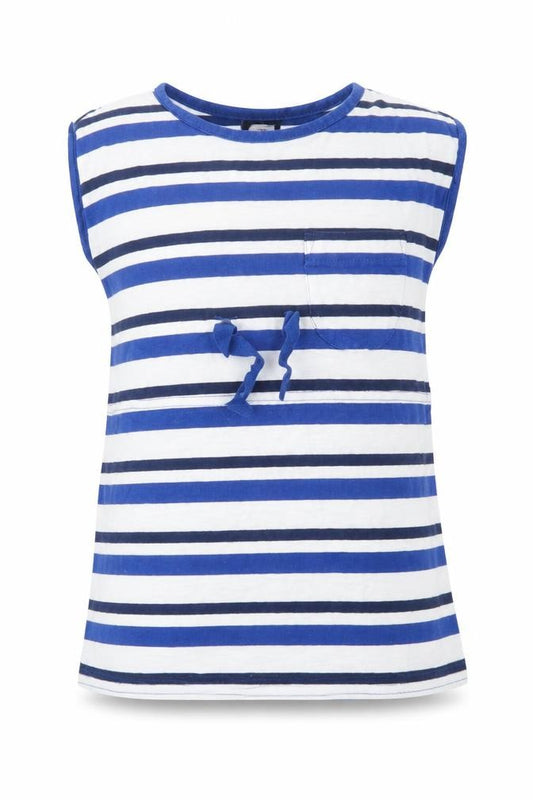 Front view of Lily & dan girls’ blue striped basic blouse, size 3-4, years